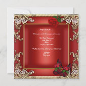 Invitation 50e fête d'anniversaire Rouge Rose or Floral (Dos)
