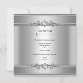 Invitation 50e fête d'anniversaire Silver Pearl Jewel Damask (Dos)