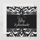 Invitation 50e fête d'anniversaire Silver Stripe Black White (Devant)