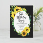 Invitation 50e fête d'anniversaire tournesol | Floral d'Eucal (Debout devant)
