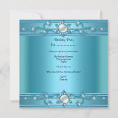 Invitation 50e fête d'anniversaire Turquoise Blue Pearl Jewel (Dos)