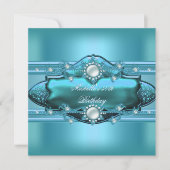 Invitation 50e fête d'anniversaire Turquoise Blue Pearl Jewel (Devant)