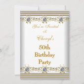 Invitation 50e fête d'anniversaire White Silver Go (Devant)