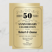 Invitation 50e fête du Mariage - Black or (Devant / Derrière)