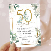 Invitation 50e fête Mariage de l'anniversaire Gold Green Part