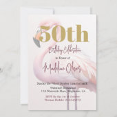 Invitation 50e Flamant rose Thème Anniversaire de l'or rose (Dos)