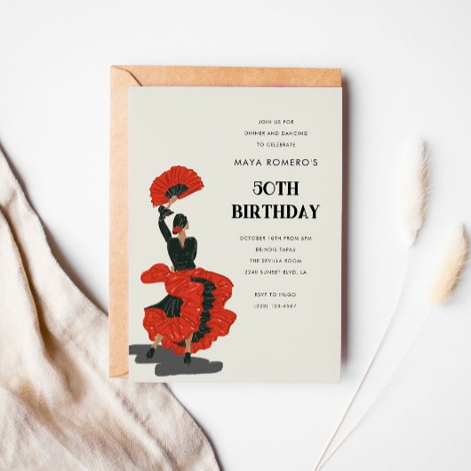Invitation 50e Flamenco Dancer Anniversaire