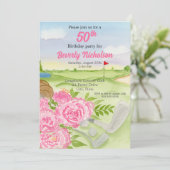 Invitation 50e Golf Anniversaire Fête Les pivoines Sur Golf (Debout devant)
