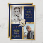 Invitation 50e,Invitation à la fête d'anniversaire,Ajouter un (Devant / Derrière)