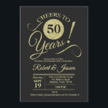Invitation 50e Mariage Anniversaire Gold Chalkboard Motif<br><div class="desc">Invitation du 50e anniversaire en noir et or. Carte invitation élégante avec motif de tableau noir et police de script de typographie. Salut à 50 ans ! Parfait pour une célébration élégante du cinquantenaire d'or.</div>