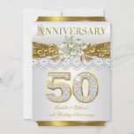 Invitation 50e Mariage Anniversaire Party Gold White Pearl<br><div class="desc">50e Mariage Parti Anniversaire Golden, Elite White Lace Pearl Or Floral Argent et Pearl Diamond avec Gemmes Diamant. Elégant Or et Diamant Blanc 50 Jewel Image. Élégante Invitation de fête de célébration. Customisez avec vos propres détails. Invitations Zizzago. Modèle invitations de fête Zizzago a créé ce design S'IL VOUS PLAÎT...</div>