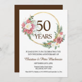 Invitation 50e Mariage d'or Roses (Devant / Derrière)