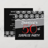 Invitation 50e Motif des Fleurs noires et blanches (Devant / Derrière)