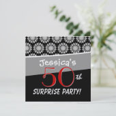 Invitation 50e Motif des Fleurs noires et blanches (Debout devant)