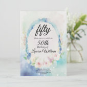 Invitation 50e Nouvel Anniversaire Floral Simple Cinquante (Debout devant)