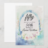 Invitation 50e Nouvel Anniversaire Floral Simple Cinquante (Devant / Derrière)