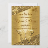 Invitation 50e or enregistrer la date anniversaire mariage (Devant)