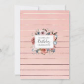 Invitation 50e (ou autre) Anniversaire Pink Gold, floral Blus (Dos)