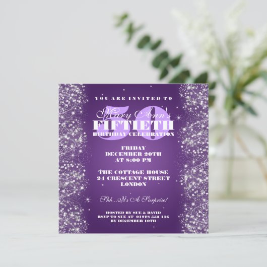 Invitation 50E Parties scintillant d'anniversaire Sparkling P (Debout devant)