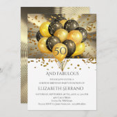 Invitation 50e Parties scintillant des ballons d'anniversaire (Devant / Derrière)