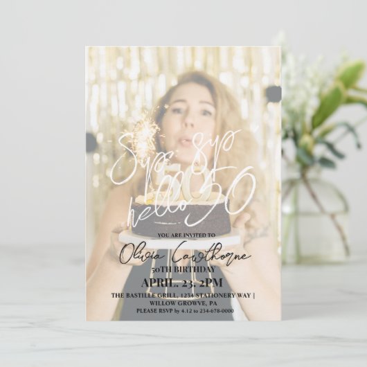 Invitation 50e photo moderne et élégant Anniversaire (Debout devant)
