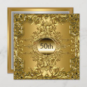 Invitation 50e Soirée d'Anniversaire d'Or de luxe (Devant / Derrière)