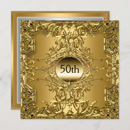 Invitation 50e Soirée d'Anniversaire d'Or de luxe (Devant / Derrière)