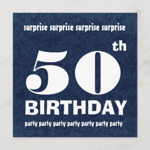 Invitation 50e SURPRISE Anniversaire de la fête Bleu Blanc W1
