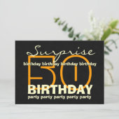 Invitation 50e SURPRISE Anniversaire Gold Black Crown Star V0 (Debout devant)