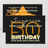 Invitation 50e SURPRISE Anniversaire Gold Black Crown Star V0 (Devant / Derrière)