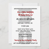 Invitation 50e SURPRISE Anniversaire Noir Rouge Blanc B471 (Dos)