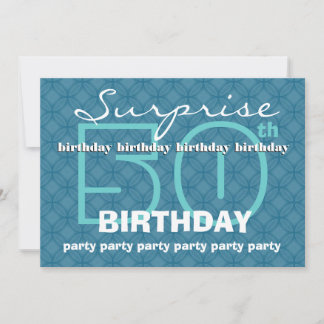 Invitation 50e SURPRISE Birthday Powder Blue Circles W486
