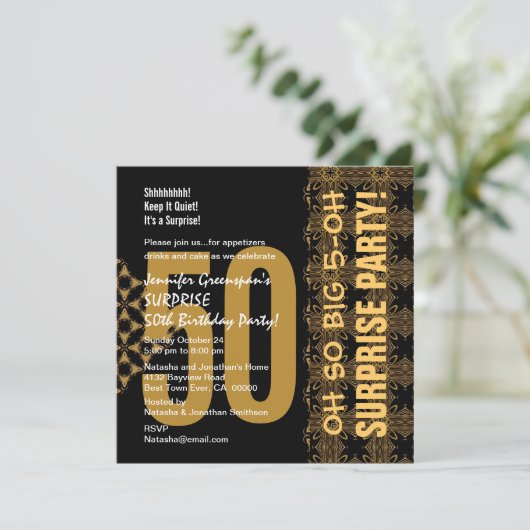 Invitation 50e Surprise Diagonal Gold et Black V02 (Debout devant)