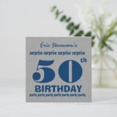 Invitation 50e SURPRISE Fête d'anniversaire GRAY BLUE V19 (Debout devant)