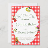 Invitation 50e Thème italien Citron Rouge Blanc Botanique (Devant)