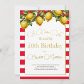 Invitation 50e tiron italien rouge botanique blanc brun (Devant)