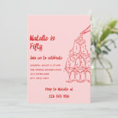 Invitation 50e Tour de Champagne tirée à la main Cinquante An (Debout devant)