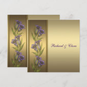 Invitation 50e violettes pour l'anniversaire de noces d'or (Devant / Derrière)