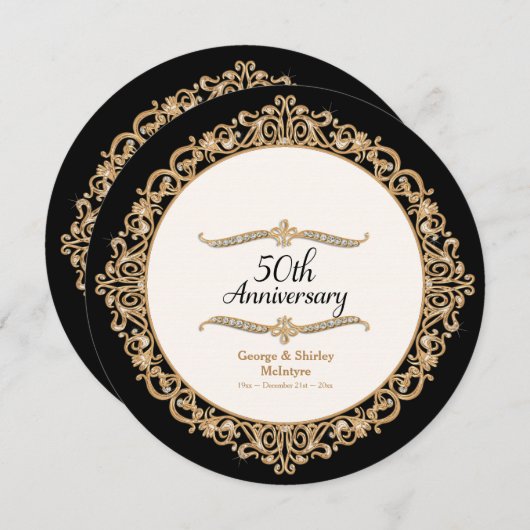 Invitation 50ème anniversaire de Mariage d'or (Devant / Derrière)
