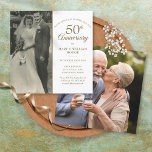 Invitation 50ème anniversaire de Mariage d'or 2 Carré photo<br><div class="desc">Personnalisez avec votre photo mariage préférée et vos détails spéciaux de célébration du 50e anniversaire de mariage d'or en typographie or chic. Le verso comporte une deuxième photo spéciale. Conçu par Thisisnotme©</div>