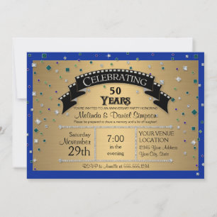 Invitation 50ème anniversaire du Mariage fêter Confetti