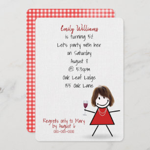 Invitation 50ème anniversaire Fille avec vin