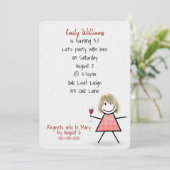 Invitation 50ème anniversaire Fille avec vin (Debout devant)