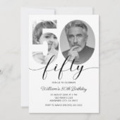 Invitation 50ème anniversaire minialiste Cinquante photo (Devant)