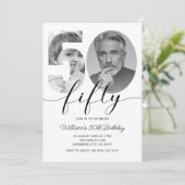 Invitation 50ème anniversaire minialiste Cinquante photo (Debout devant)