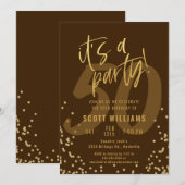 Invitation 50ème Fun Dark Tan et Gold Anniversaire (Devant / Derrière)