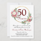 Invitation 50ème Mariage d'or Anniversaire Rose Gold Frame (Devant)