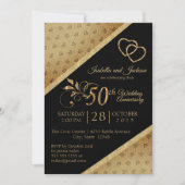Invitation 50ème modèle anniversaire Vintage Gold Heart (Devant)