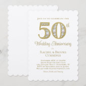 Invitation 50ème Soirée de Mariage Elégante d'Or (Devant / Derrière)