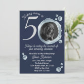 Invitation 50ème Twilight Blue Bubble Anniversaire Photo (Debout devant)